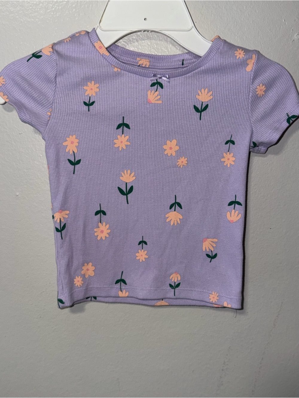 wonder nation Lavender Short-Sleeve Tee with Peach Floral Print